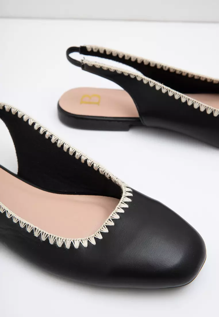 Sofia Manara Slingback Flat Black