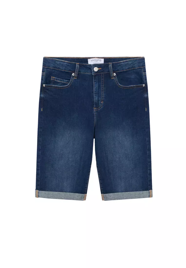 Plus Size Slim-Fit Denim Bermuda Shorts