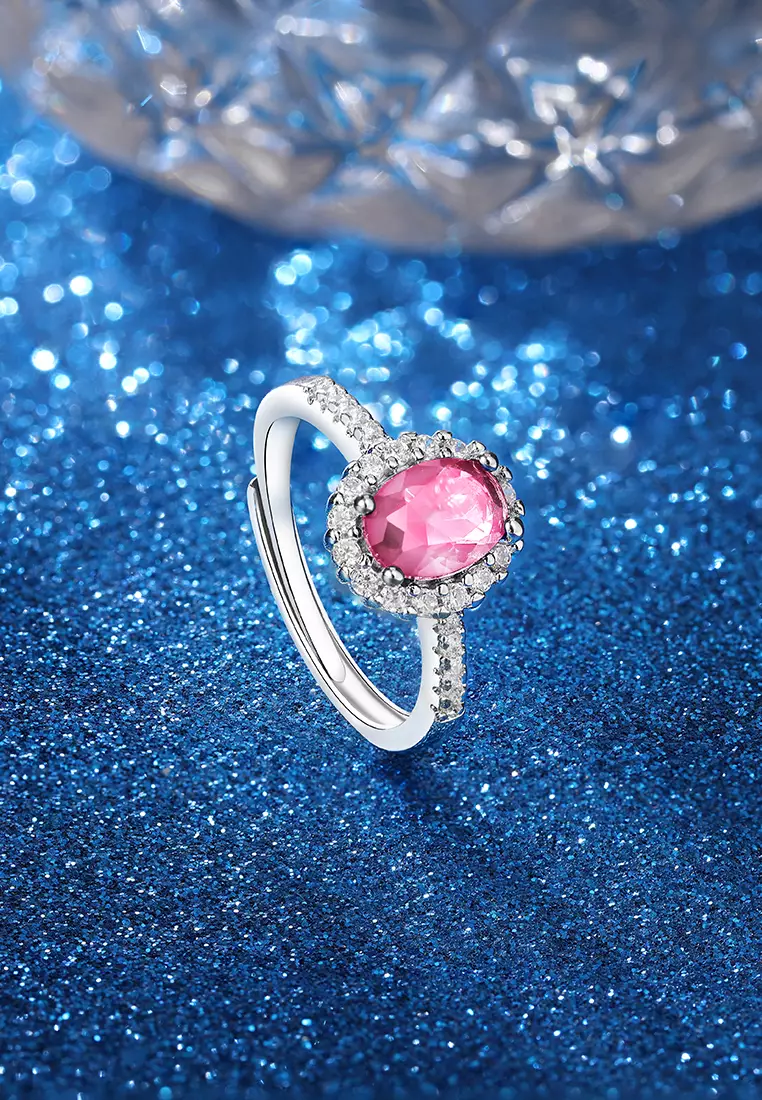 Cincin Wantia Berlian Tunangan Perhiasan Original Platinum Coated Cincin Cewek Pink
