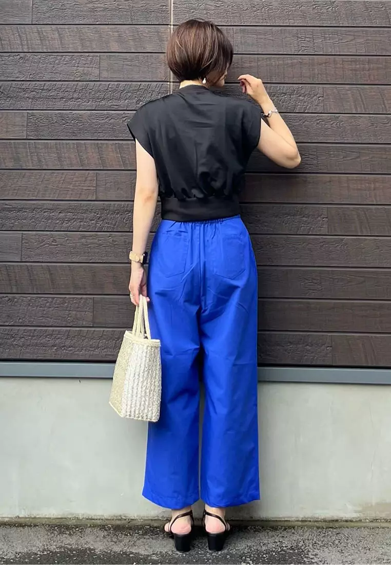 Green Parks - Tsuji Cotton Linen Blend Tuck Pants Royal Blue