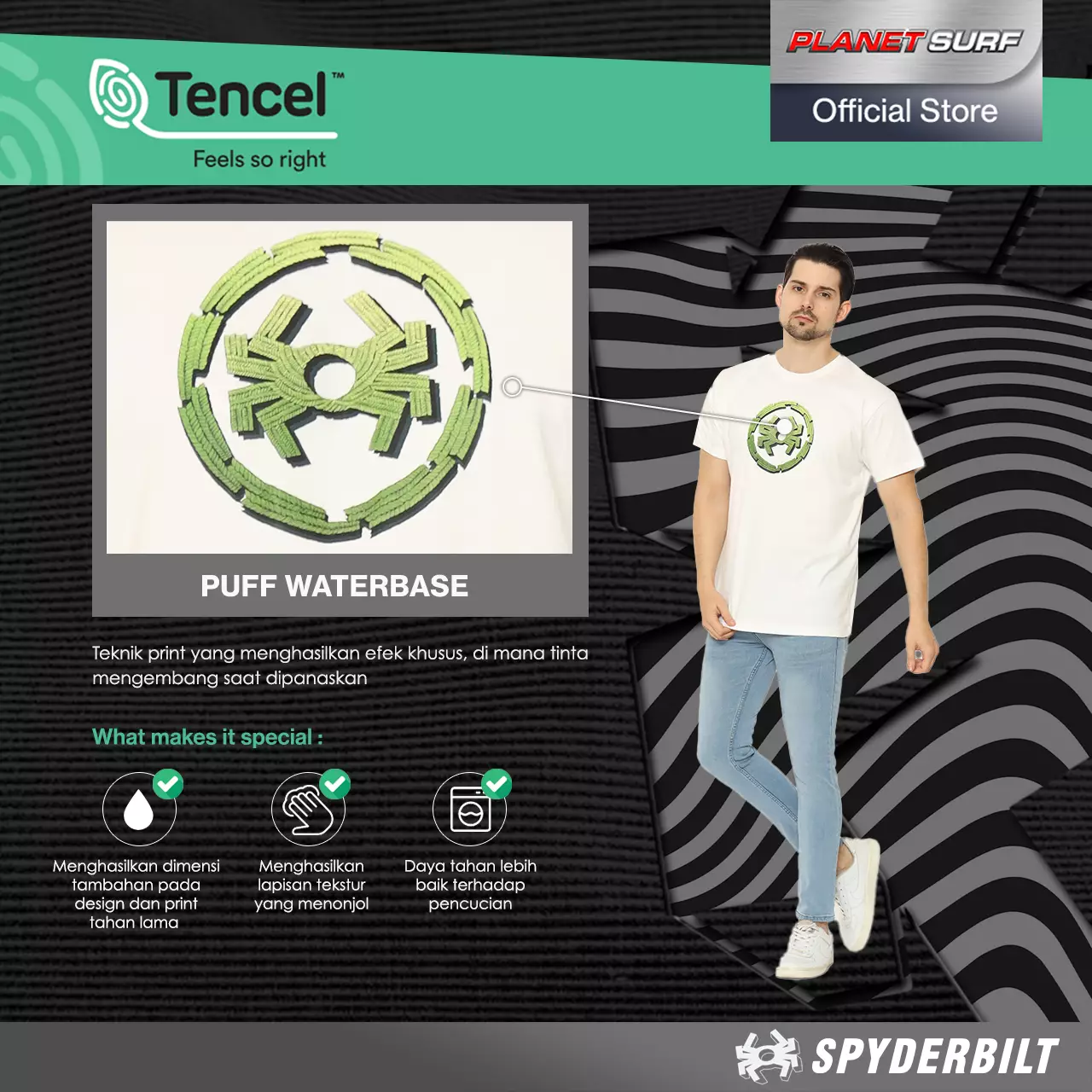 Spyderbilt Kaos Lengan Pendek Pria Blatt Tencel Men Tee Planet Surf