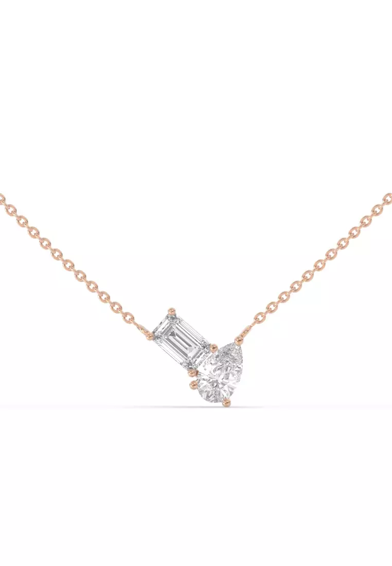 Toi Et Moi Brilliant Duo Lab Grown Diamond Pendant Necklace in 14K Rose Gold D/E-VVS/VS (0.94ct TDW)