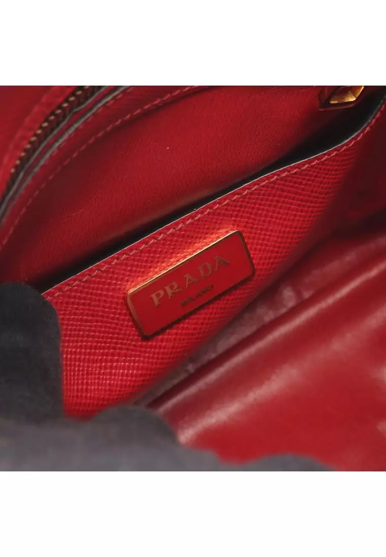 Pre-Loved Prada SAFFIANO CUIR Handbag Saffiano leather Red 2WAY