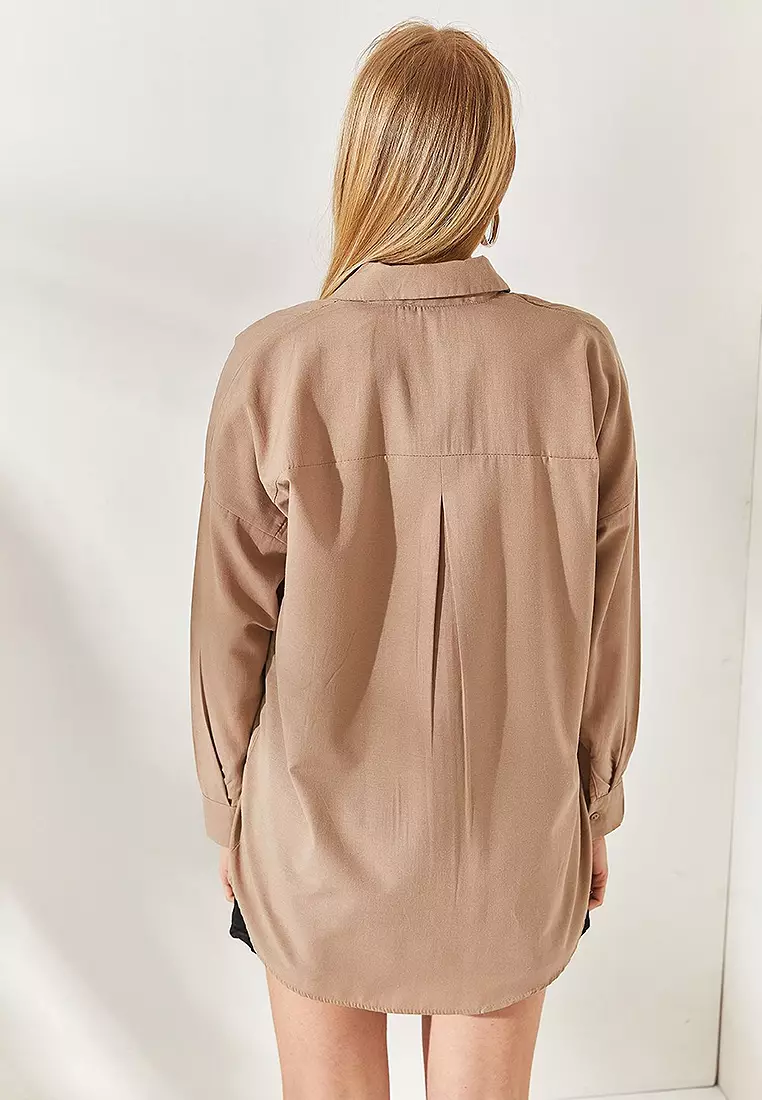 Sequin Oversize Poplin Shirt