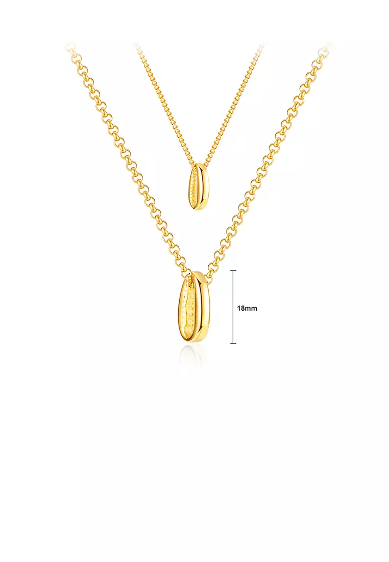 Simple and Fashion Plated Gold 316L Stainless Steel Coffee Bean Pendant with Double Layer Necklace