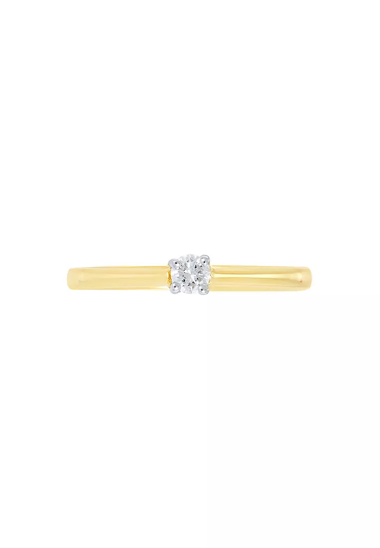 Gold ring with round clearance diamond