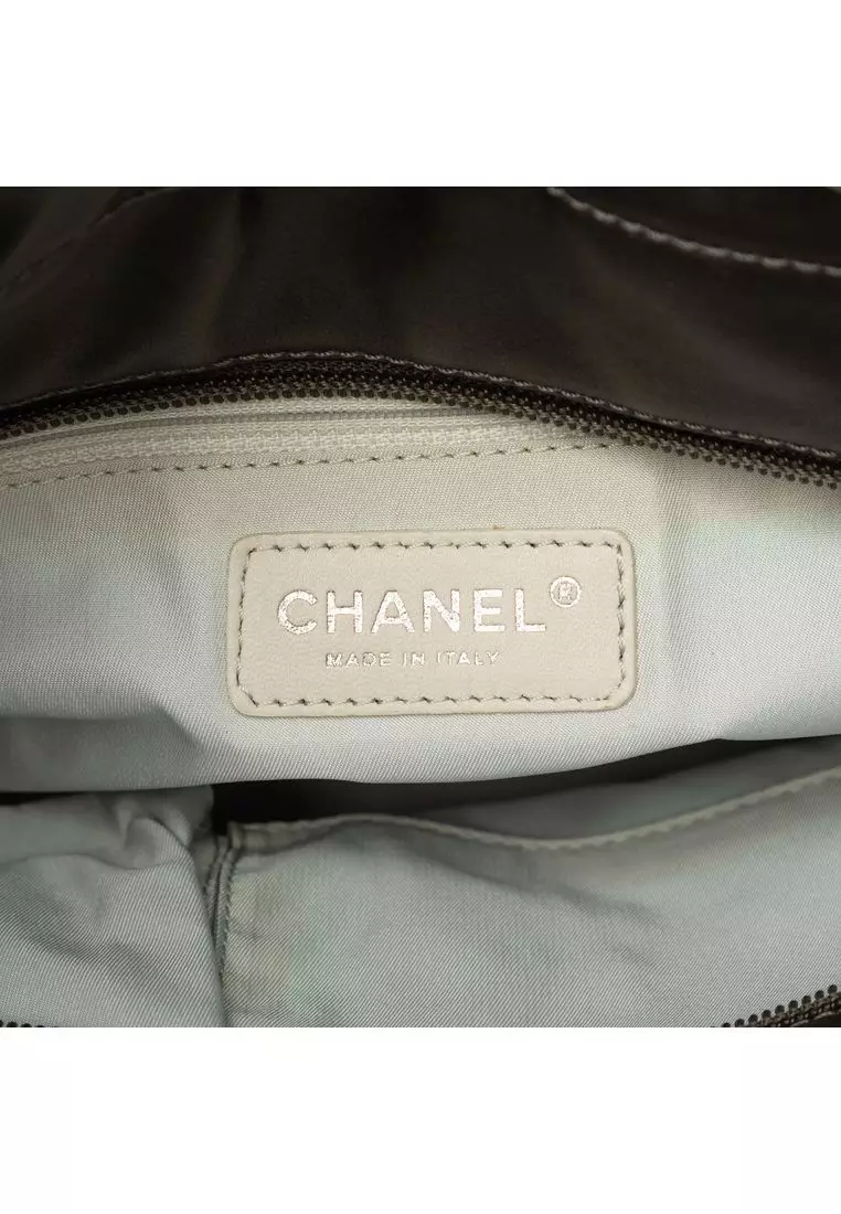 Pre-Loved Chanel Small Bicolor Quilted Coated Canvas Paris Biarritz Tote