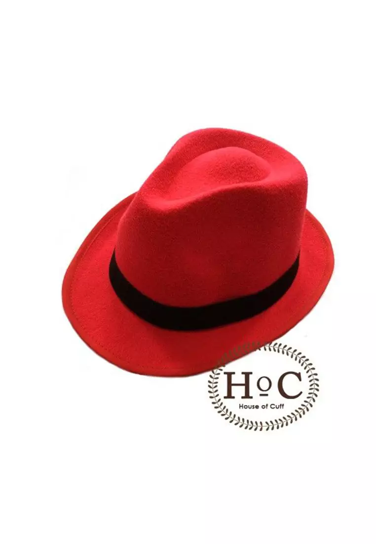 Topi Fedora Hat Laken Hitam