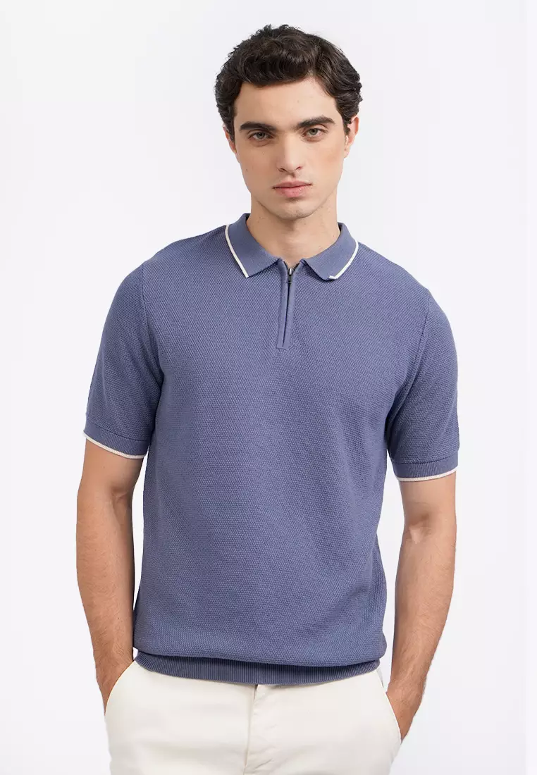 Zipped Short Sleeve Polo Shirt