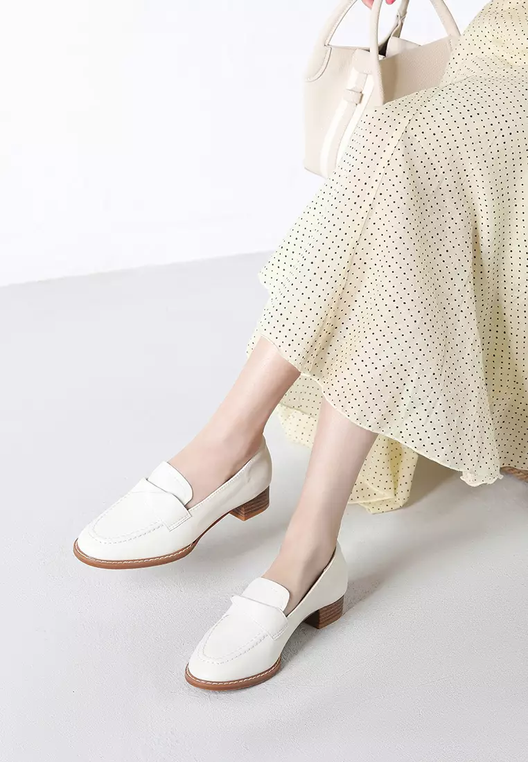 Pleated Strap Leather Loafers TH138-1