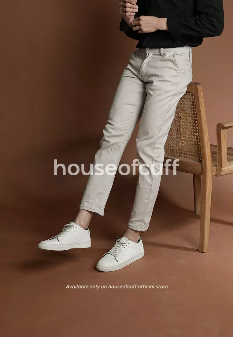 Celana Chino Panjang Pria Slim fit Stretch Jeans krim