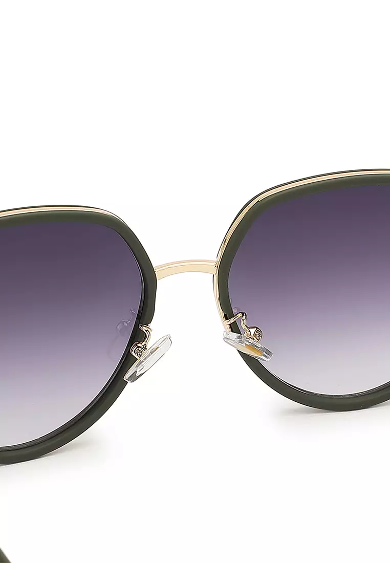 Unisex Fashion Sunglasses (Kacamata Hitam) - Hitam / Abu-Abu / Hijau