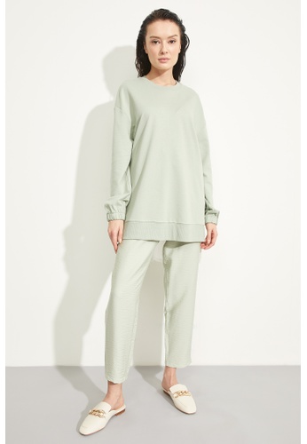 DeFacto green Relaxed Fit Colour Block Long Sleeve Tunic Shirt C7914AA2965A9DGS_1