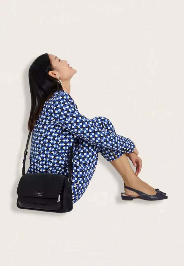 Kate Spade Sam Icon KSNYL Nylon Medium Messenger Bag Black