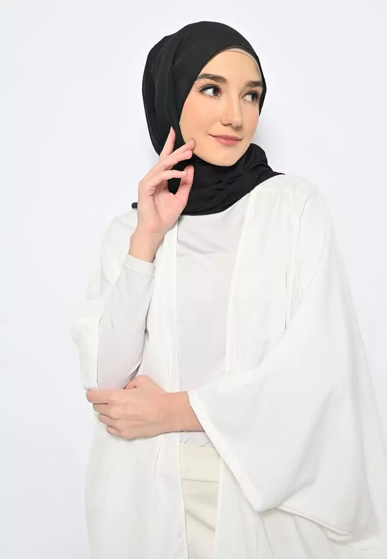 Pasmina Voal Gucci Jahit Tepi Black