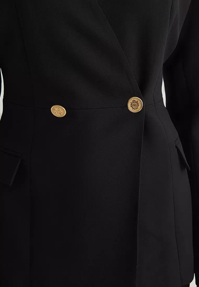 V Neck Double Breasted Blazer