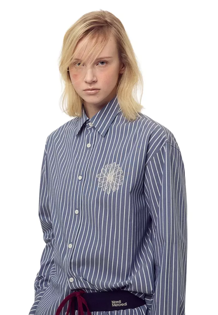 Cotton Shirt Stripe - Navy Ivory