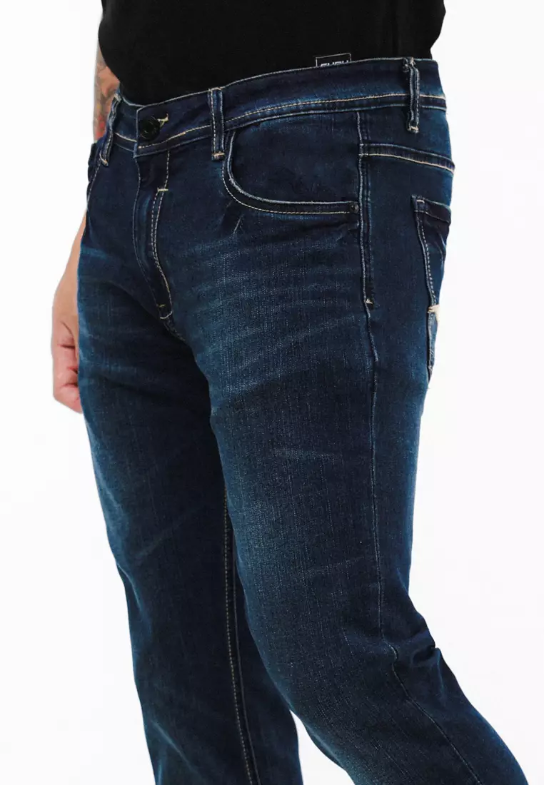 Denim Long Pants Slim Tapered Fit Stretch