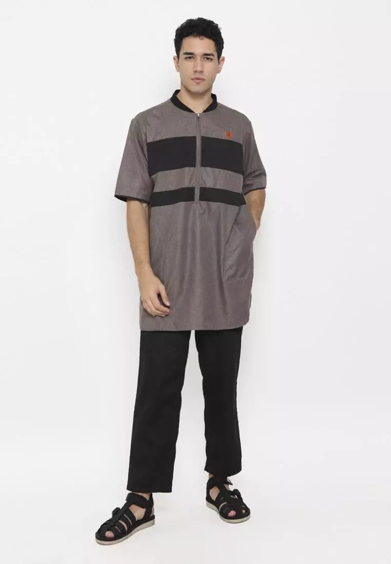 Zayidan Baju Koko Gamis Muslim Pria Zulfan - Cokelat