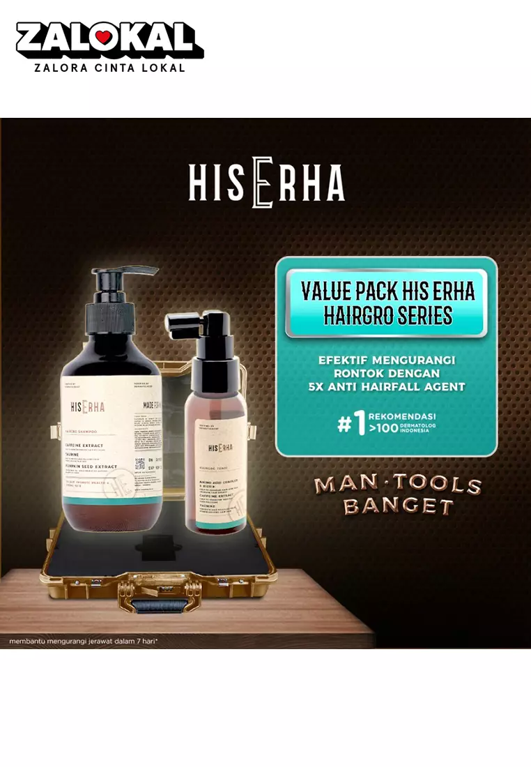 HISERHA Bundling Hairgro Series - Shampoo + Tonik Anti Rontok Khusus Pria