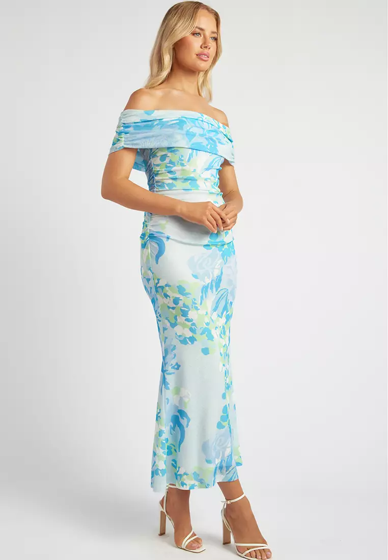 Jersey Off Shoulder Floral Dress