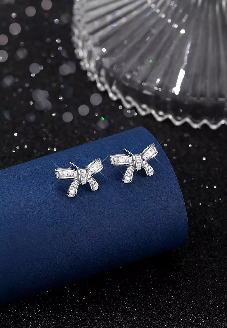 Anting Wanita Korea Berlian Antingan Kotak Indah Anting Cewek silver