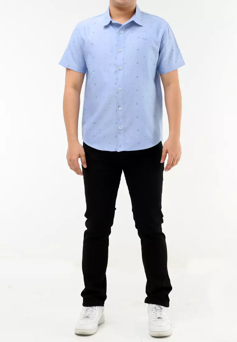 Woven Printed Oxford Short Sleeve Polo