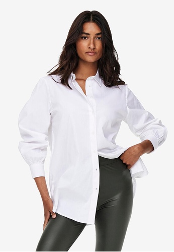 ONLY white Nora Long Sleeves Classic Shirt 94ABDAA7D51BF8GS_1