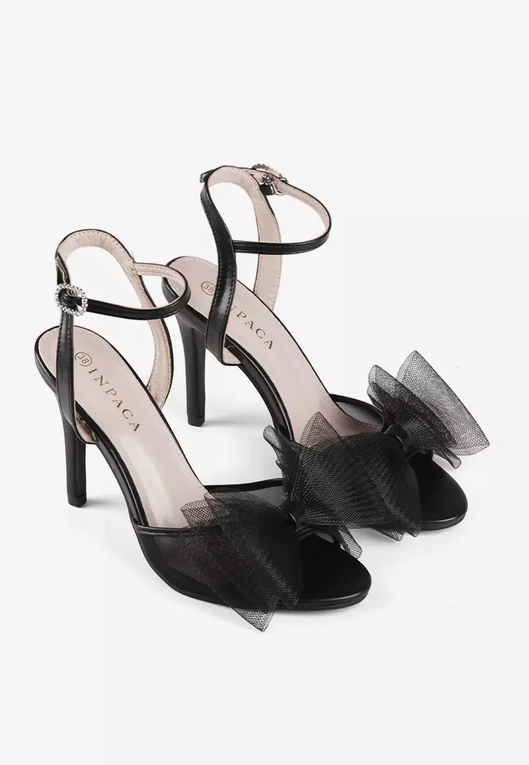 Jolene Stiletto Heels Ribbon Black