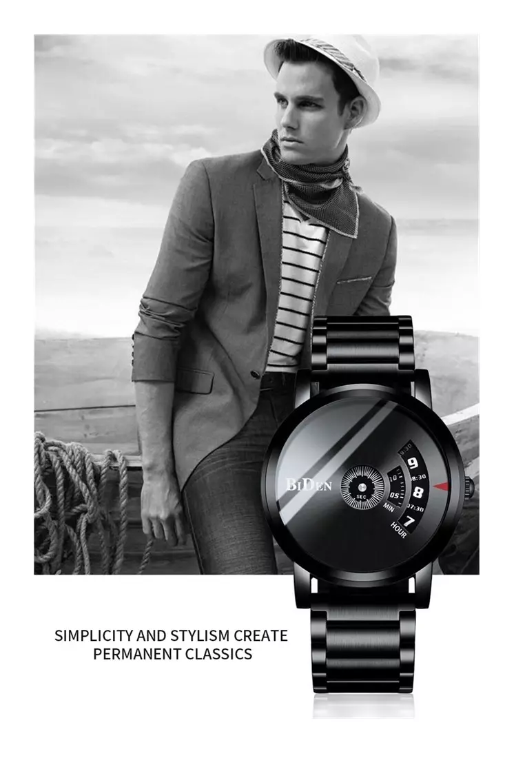 jam tangan pria Bisnis Tali stainless steel Display Kuarsa pria dengan gelang