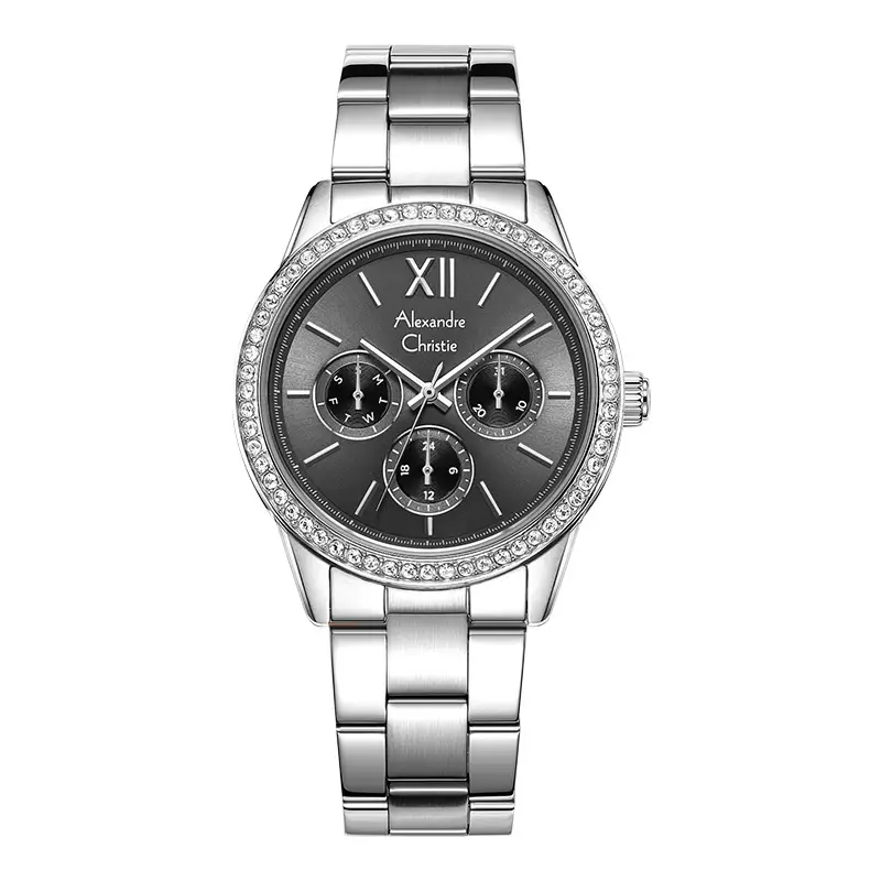 Jam Tangan Wanita Alexandre Christie AC 2A46 BF BSSDG Ladies Grey Dial Stainless Steel Strap