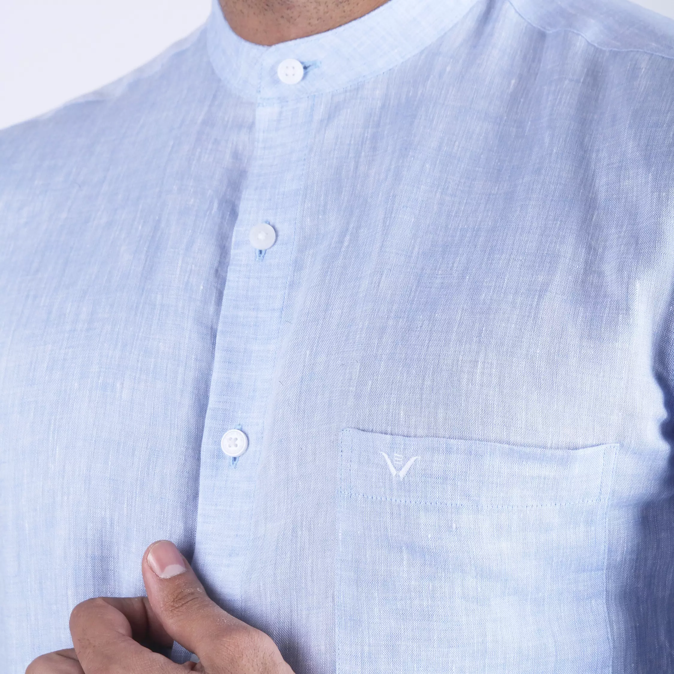 Ethan White Kemeja Shanghai Pria Lengan Panjang Fattah Blue