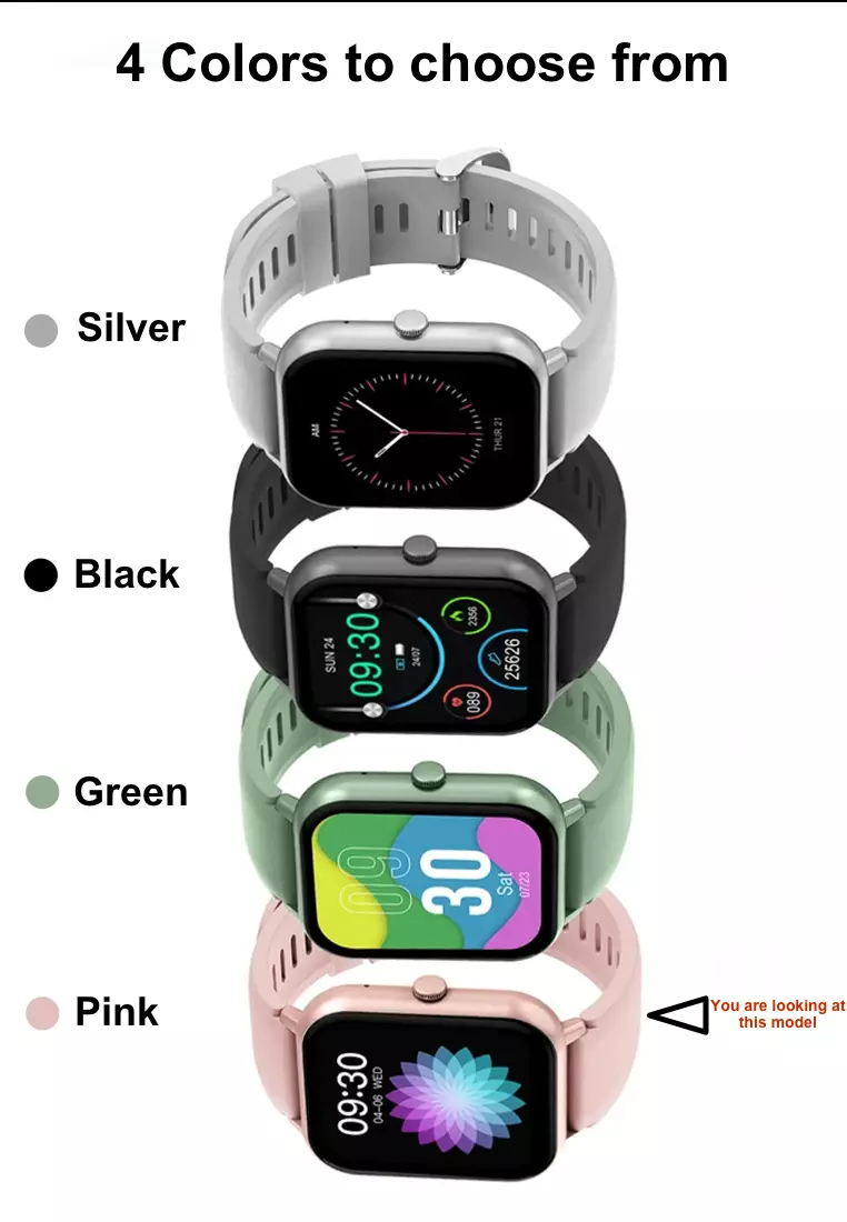 Unisex Rectangular Smart Watch - Pink