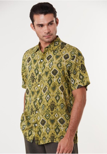 East India Company green Ahilan Casual Shirt In Ethnic Motif F3620AA9BF3E4BGS_1