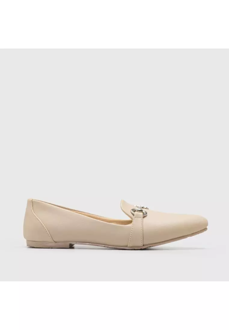 Charlota Chain Flat Shoes Cream