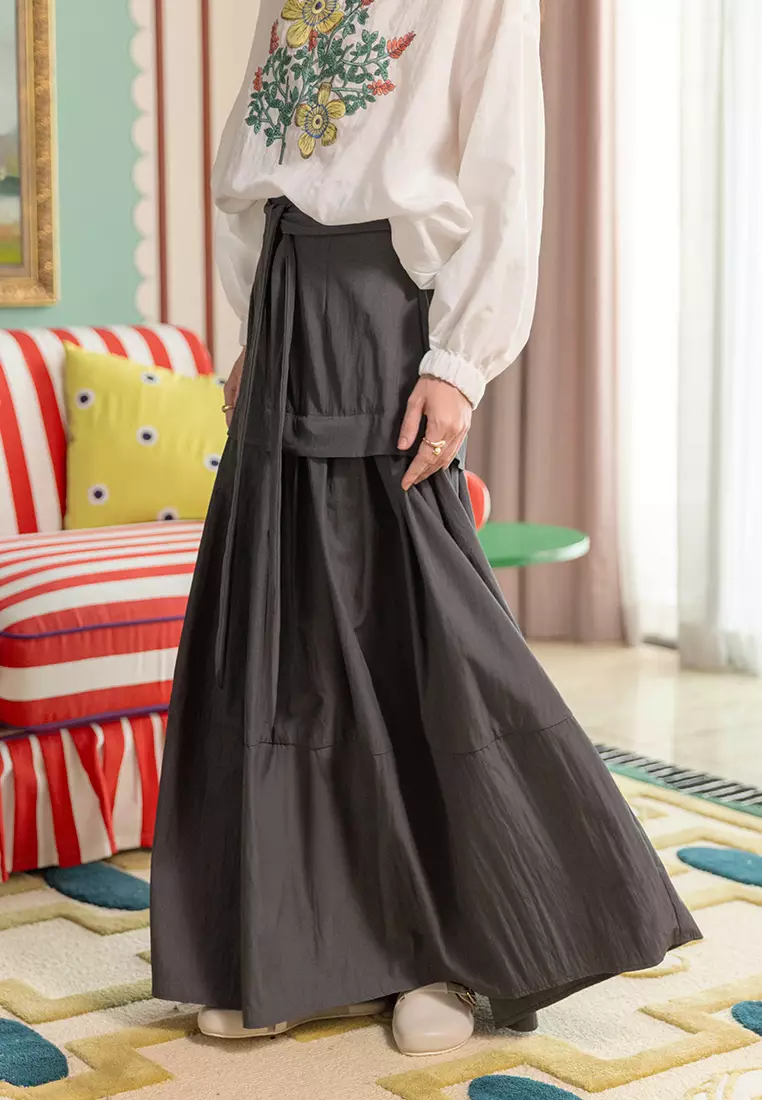 Kami Kiran Layered Skirt Iron Grey