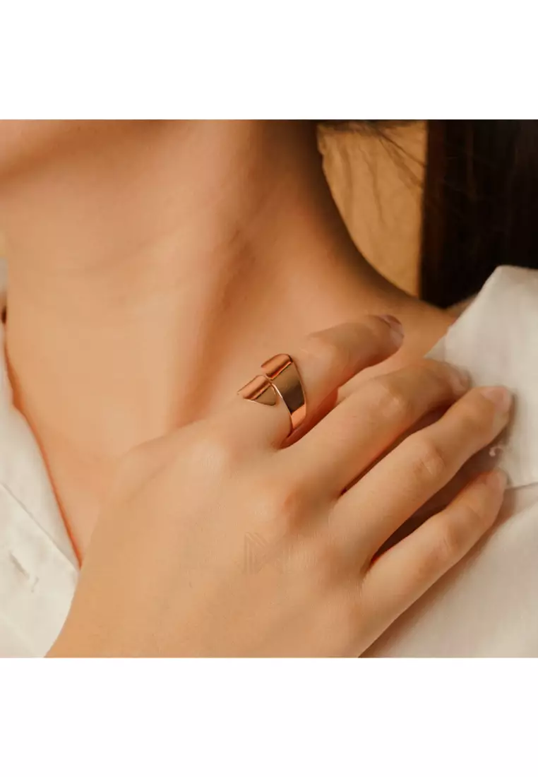 Minimal Broad Rose Gold Ring with 925 Sterling Silver