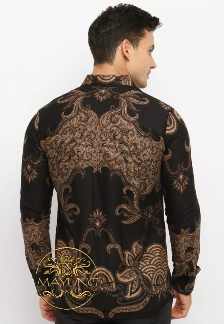 Gana Black Kemeja Batik Pria Premium Slimfit Modern Lengan Panjang