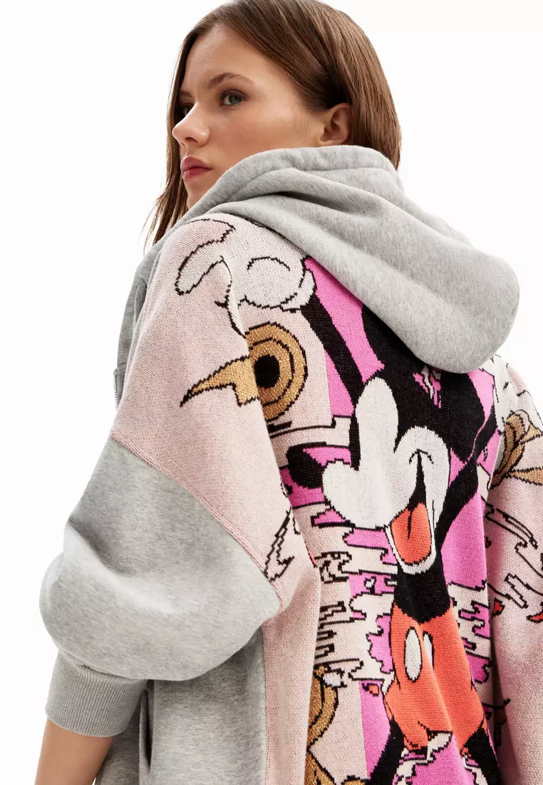Desigual Woman Oversize jacquard Mickey Mouse hoodie.