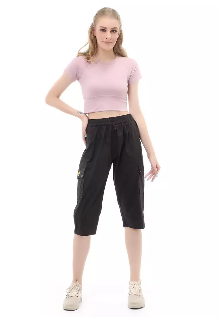 Madoc Short Pants Celana Pendek Kasual Wanita 7/8 Style Pocket Material Cotton ORIGINAL - Black