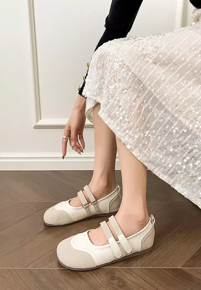 Color Matching Double Strap Mary Jane Shoes WW612-1