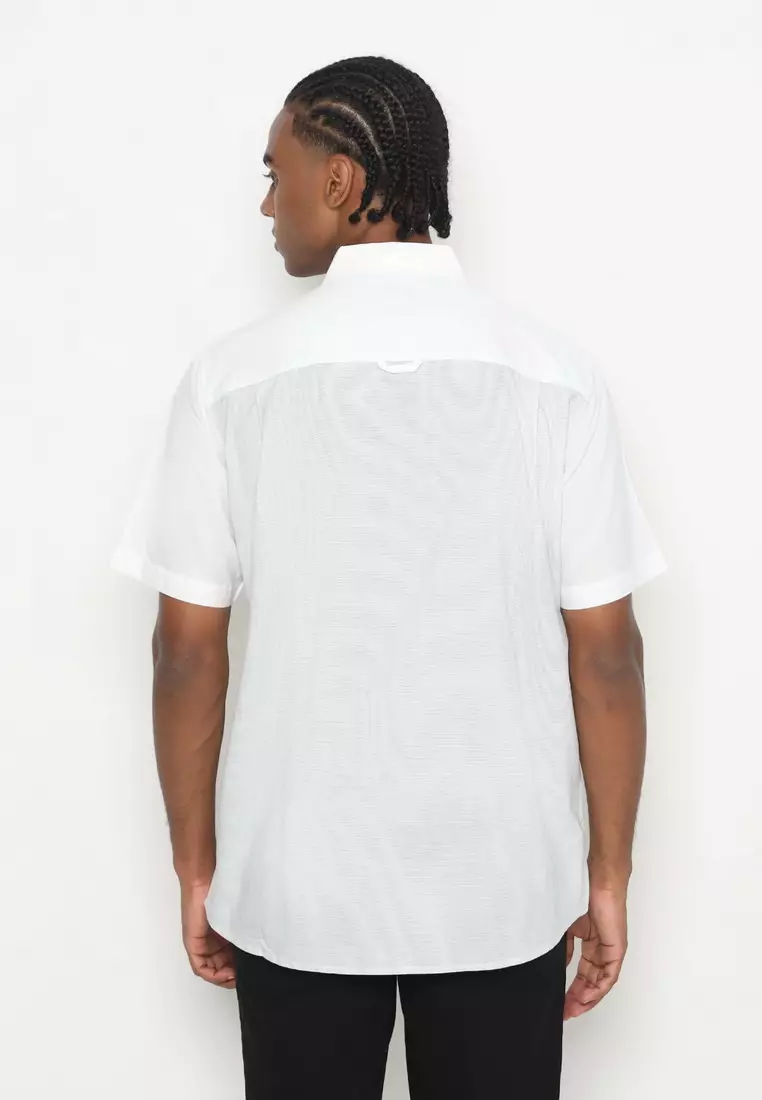 RBJ Kemeja Salur Kombi Putih Regular Fit Pria