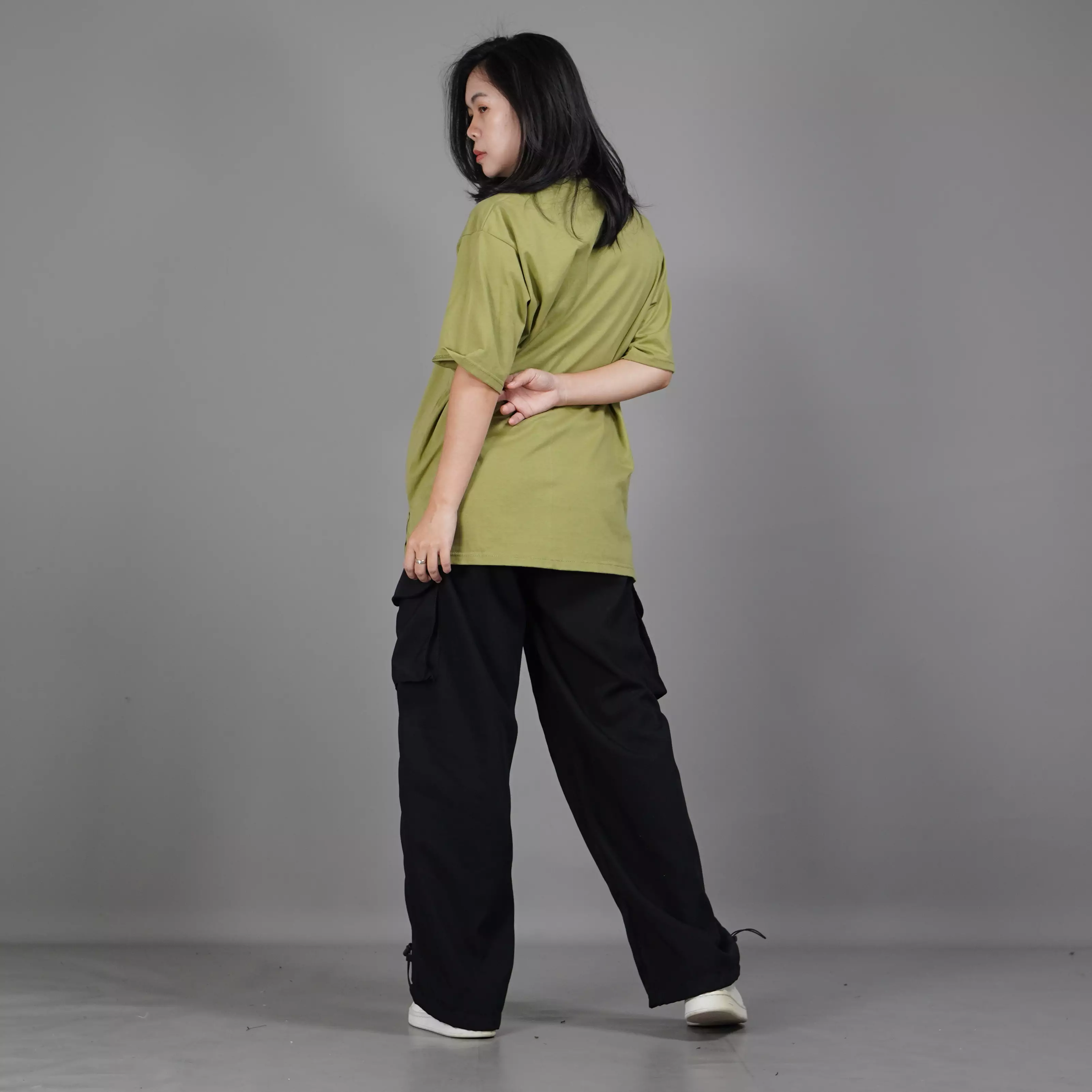  DANIELA Cotton Oversize TShirt Kaos Oversize Wanita Katun - MATCHA