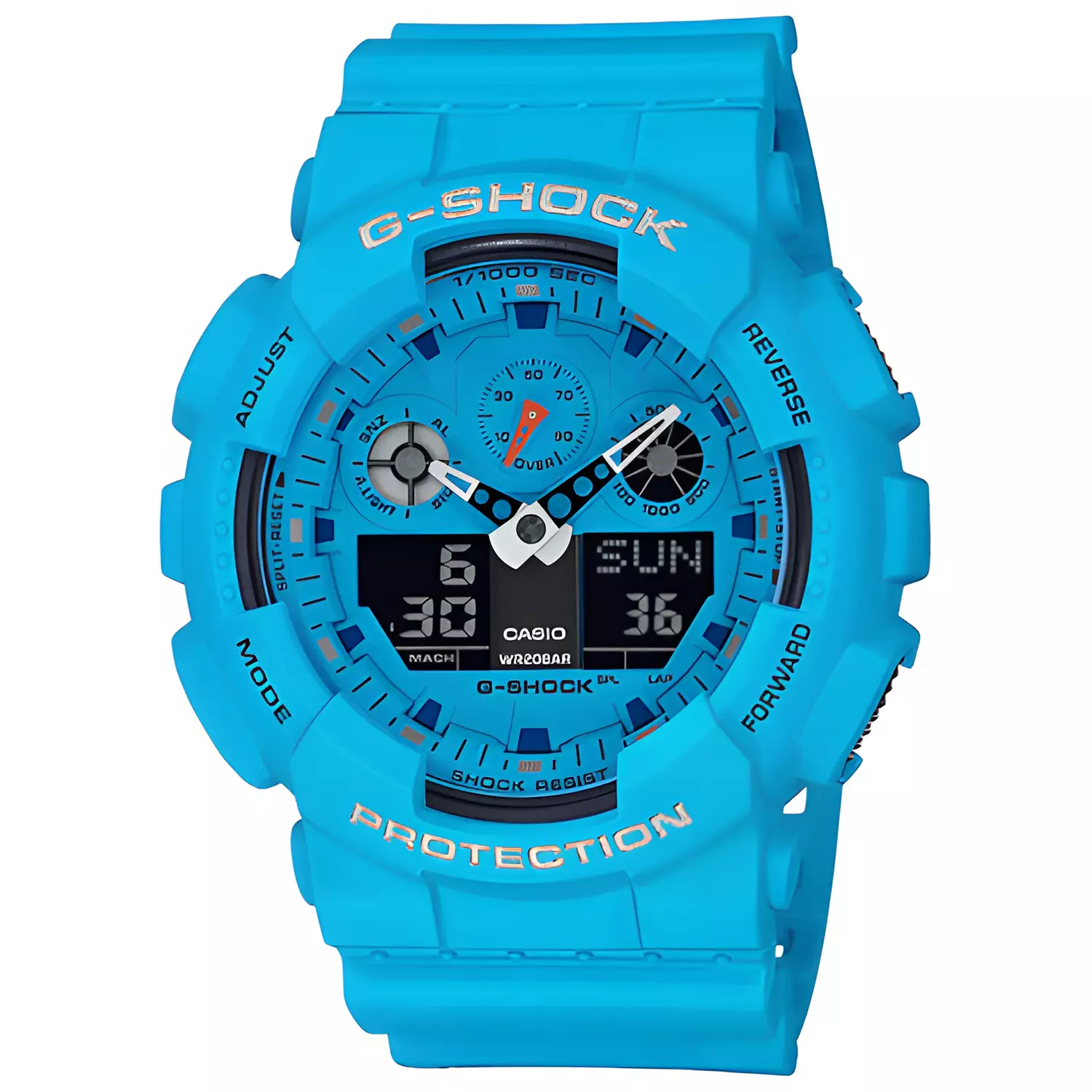 Casio G-Shock GA-100RS-2A Jam Tangan Analog Digital Pria - Blue Resin Case & Band