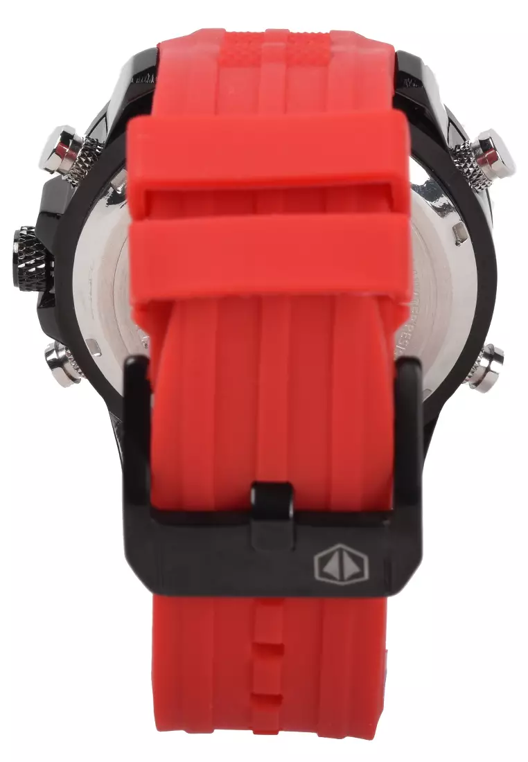 Kademan - Jam Tangan Pria - Black - Red Rubber Strap - K7004-C