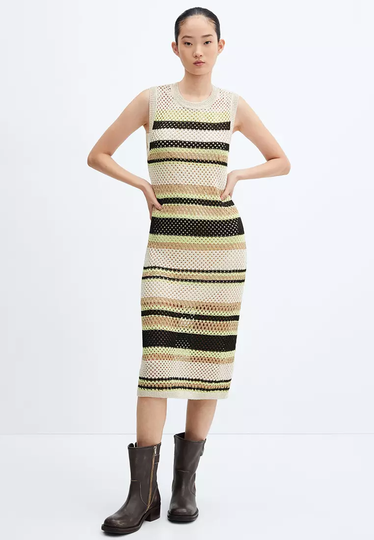 Mango Knitted Dress Openwork Details 2024, Buy Mango Online