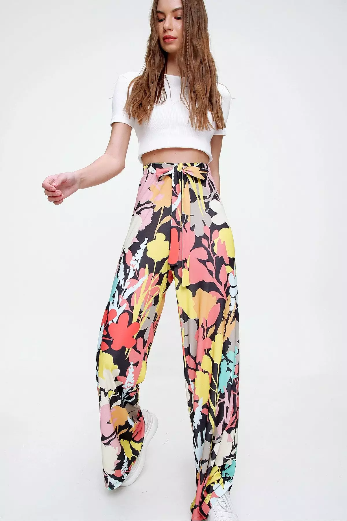 Patterned Casual Cut Trousers