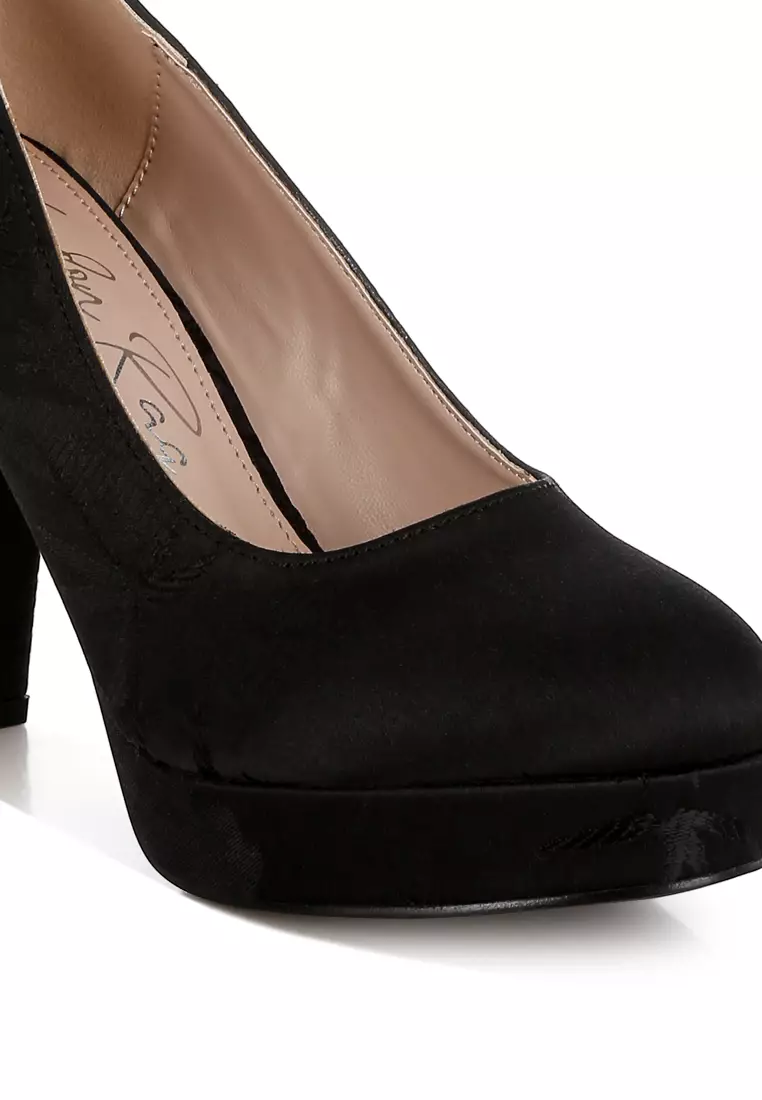 Platform Block Heel Pumps In Black