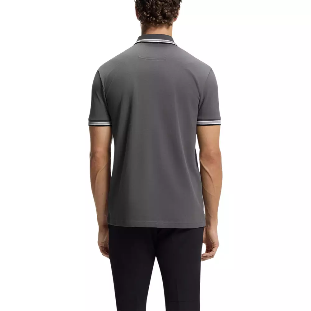 Style Paddy Contrast Logo Polo Shirt Dark Grey/Black