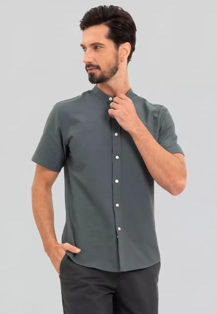 Polo Haus - Men’s Cotton Mix Signature Fit Mandarin Collar MBSSE003